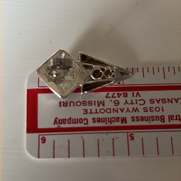 Vintage Lapis Lazuli Blue Sterling Silver Triangle Geometric Earrings - Picture 12 of 12